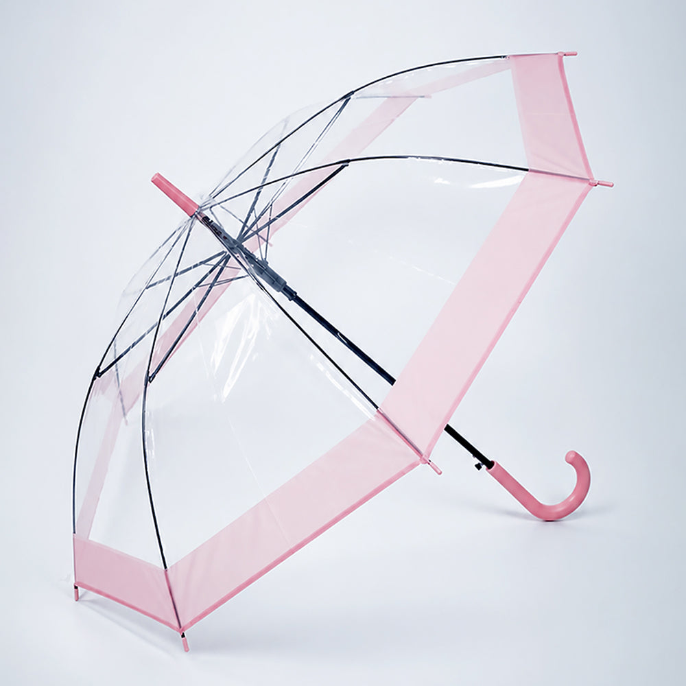 Peach Big Border Transparent Umbrella for Teens & Adults