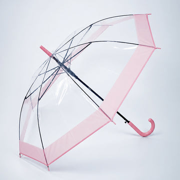 Peach Big Border Transparent Umbrella for Teens & Adults