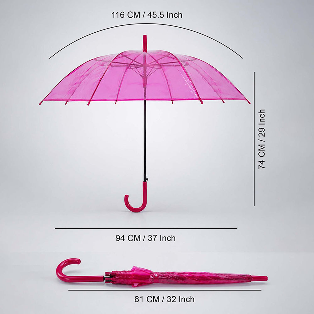 Hot Pink Jelly Transparent Umbrella for Teens & Adults