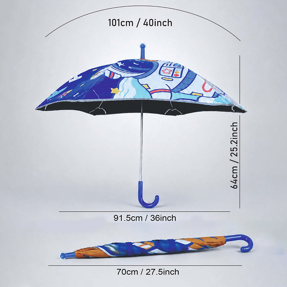 Wheel style Planet Space Astronaut Printed UPF 50+ Kids-Umbrella-5-10Y