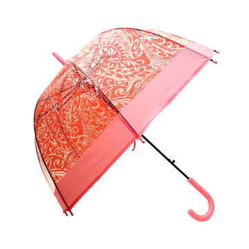 Self Print Pink Transparent Umbrella for Kids and Teens, 8yrs - 15yrs