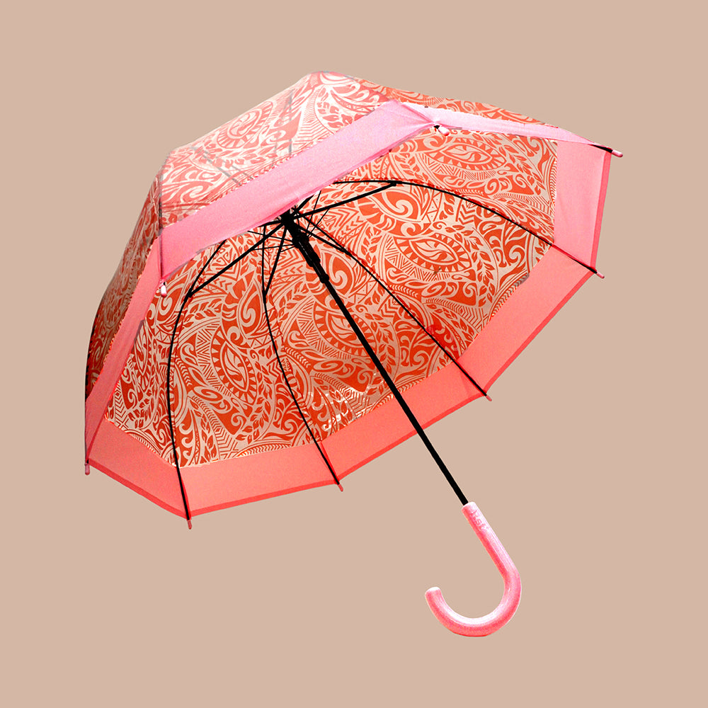 Self Print Pink Transparent Umbrella for Kids and Teens, 8yrs - 15yrs