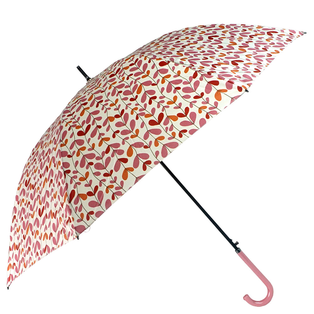 Pink & Brown Leaves print Big size Umbrella for Adults