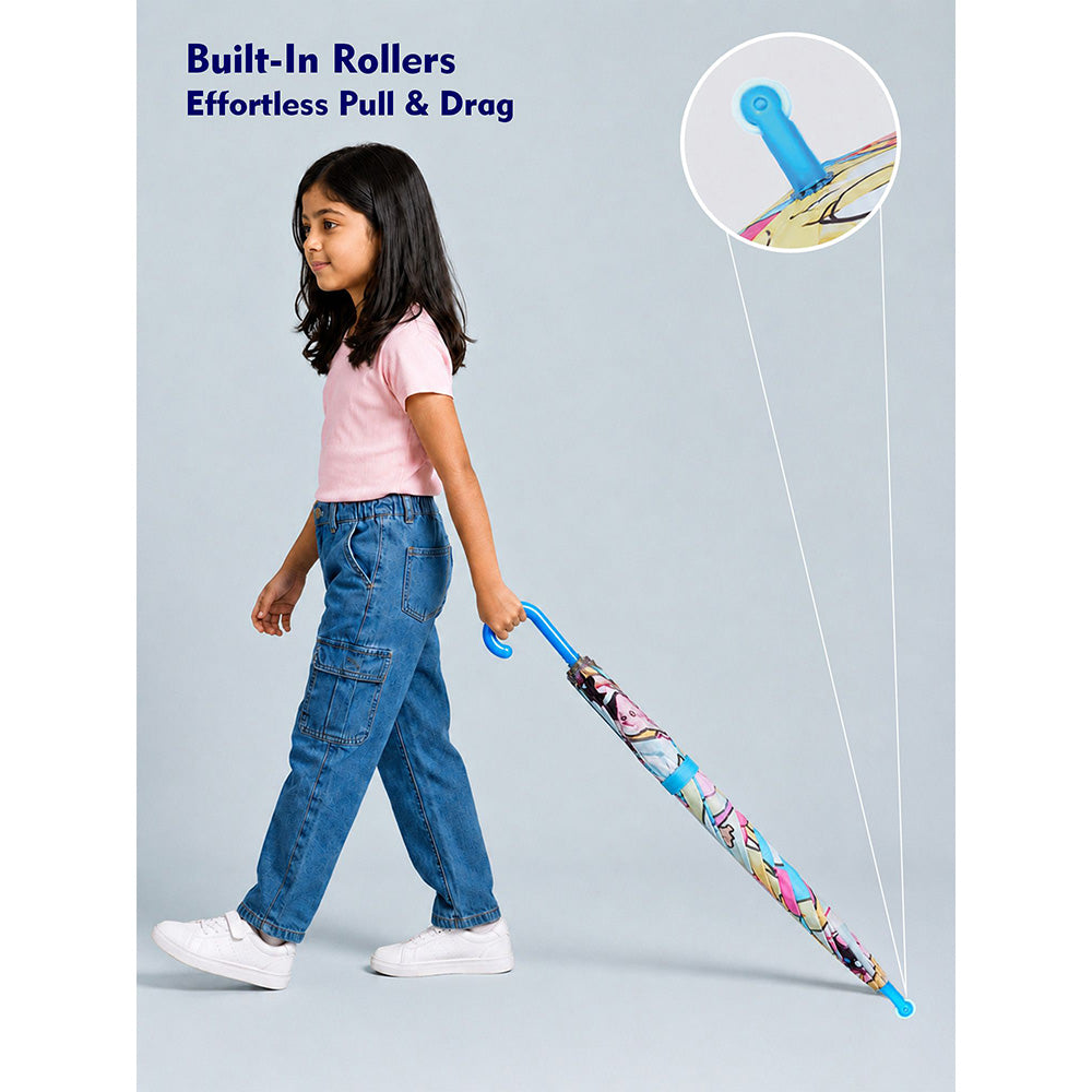 Wheel style Princess Girl Printed UPF 50+ Kids-Umbrella-5-10Y