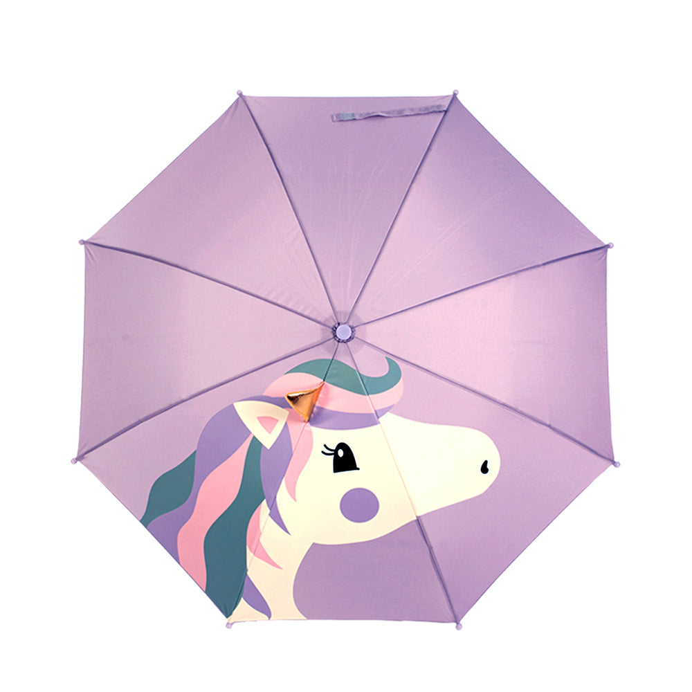 Purple Unicorn Big Face Umbrella for Kids, 5yrs - 10yrs