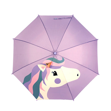 Purple Unicorn Big Face Umbrella for Kids, 5yrs - 10yrs