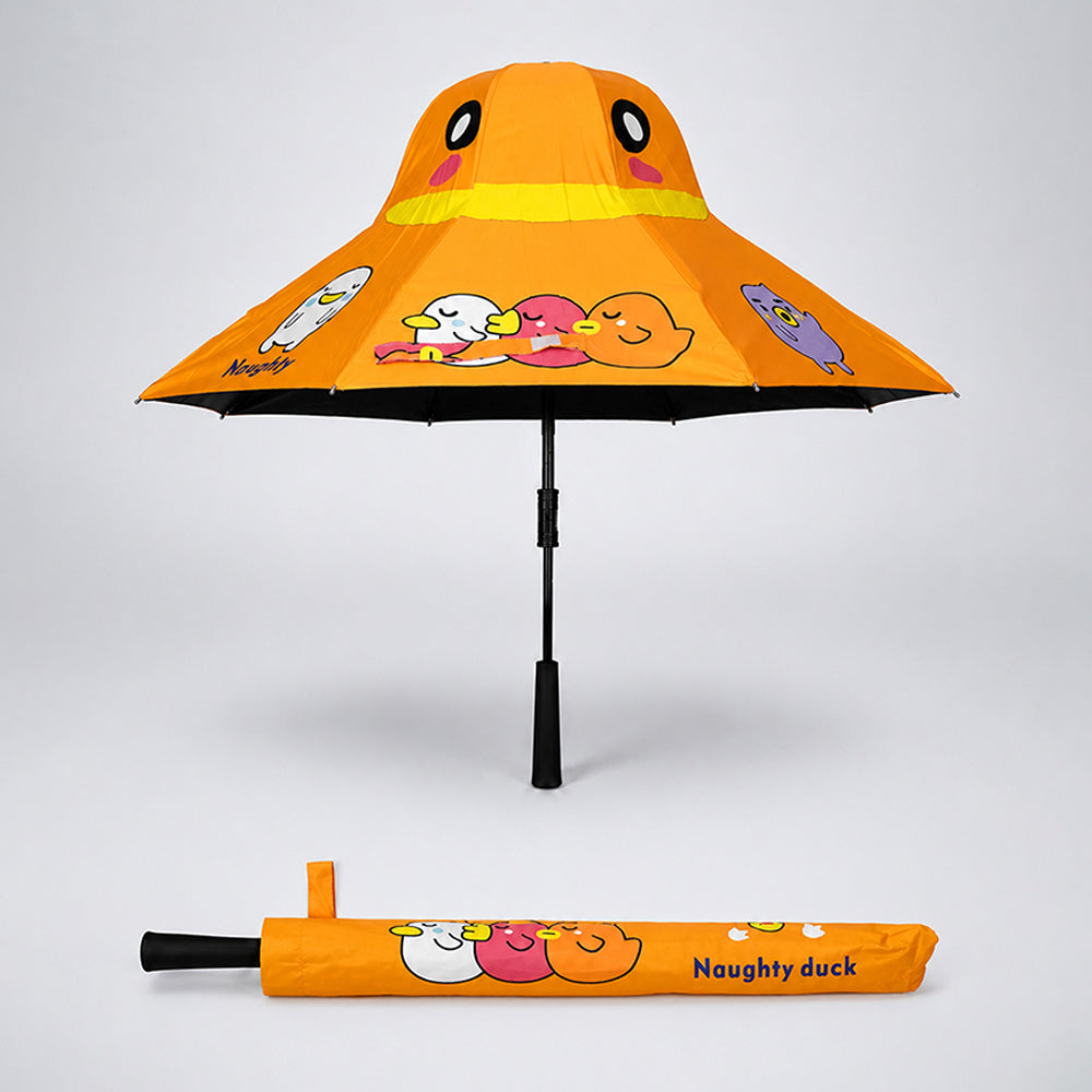 3 Ducklings theme, Unique Mexican Hat Style Kids Umbrella, 5-12 years, Orange
