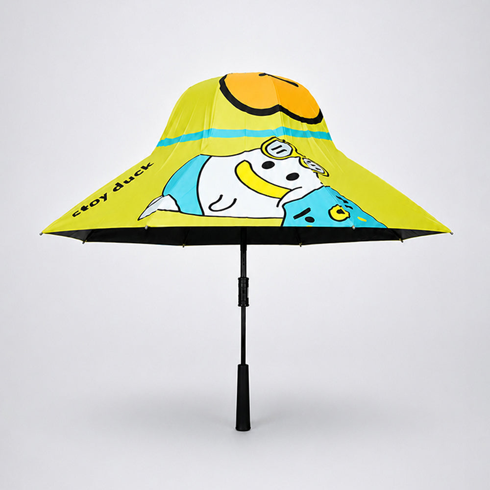Toy Duck theme, Unique Mexican Hat Style Kids Umbrella, 5-12 years, Green