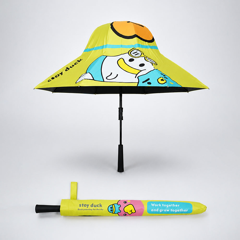 Toy Duck theme, Unique Mexican Hat Style Kids Umbrella, 5-12 years, Green