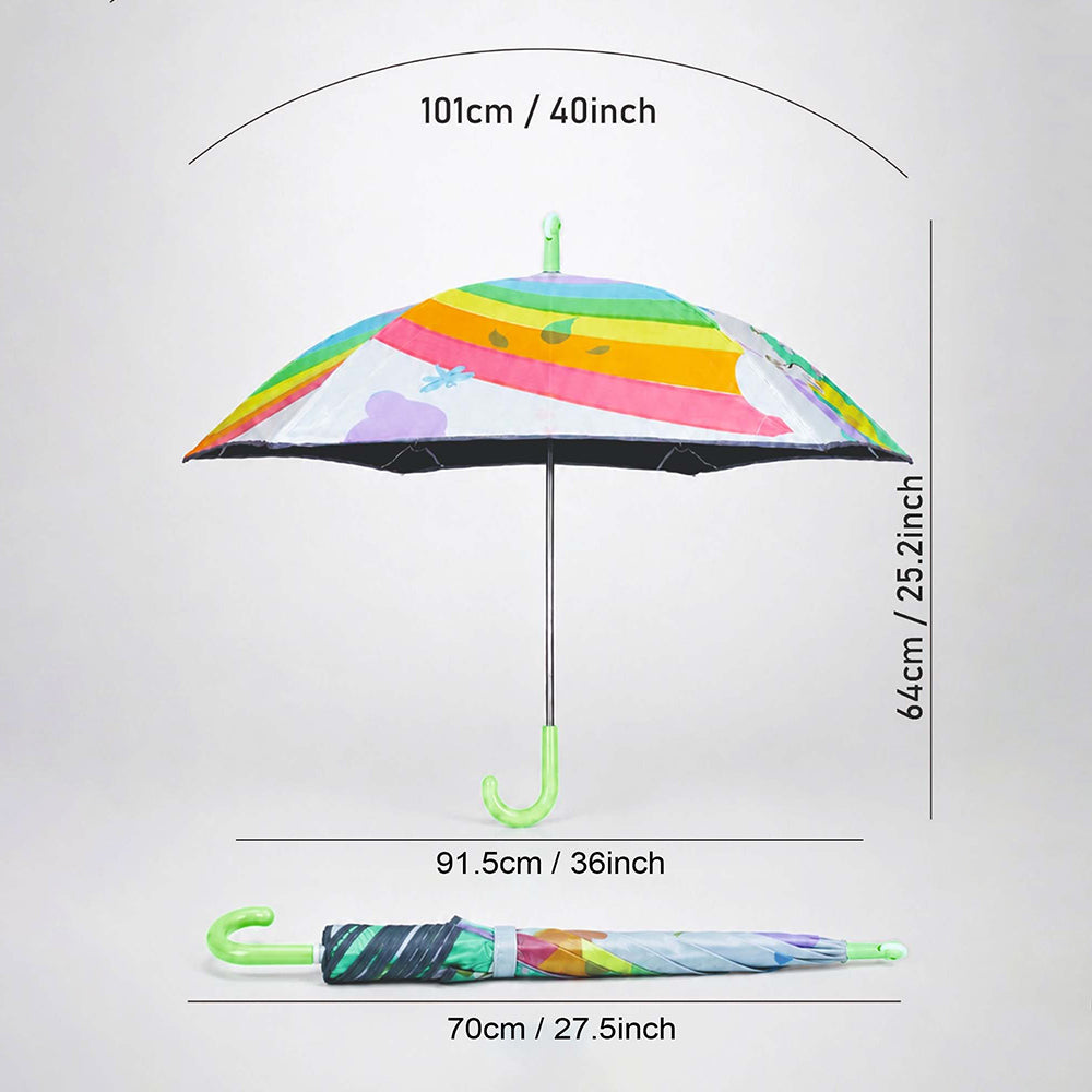 Wheel style Rainbow Duck Printed UPF 50+ Kids-Umbrella-5-10Y