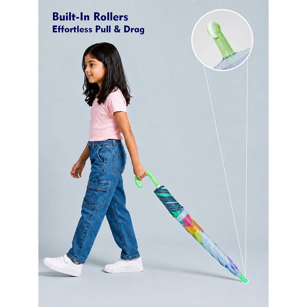 Wheel style Rainbow Duck Printed UPF 50+ Kids-Umbrella-5-10Y