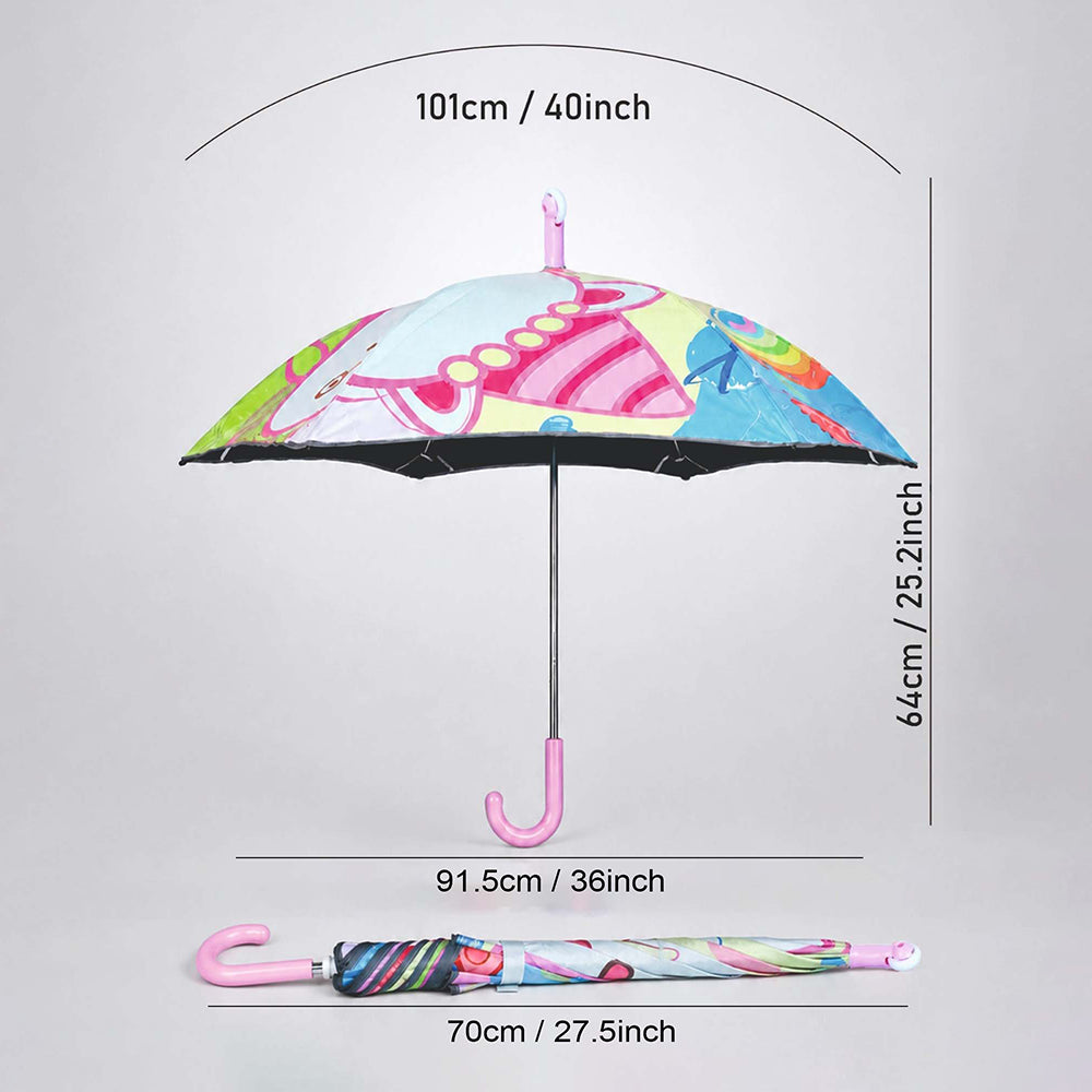 Wheel style Strawberry & Teddy Printed UPF 50+ Kids-Umbrella-5-10Y