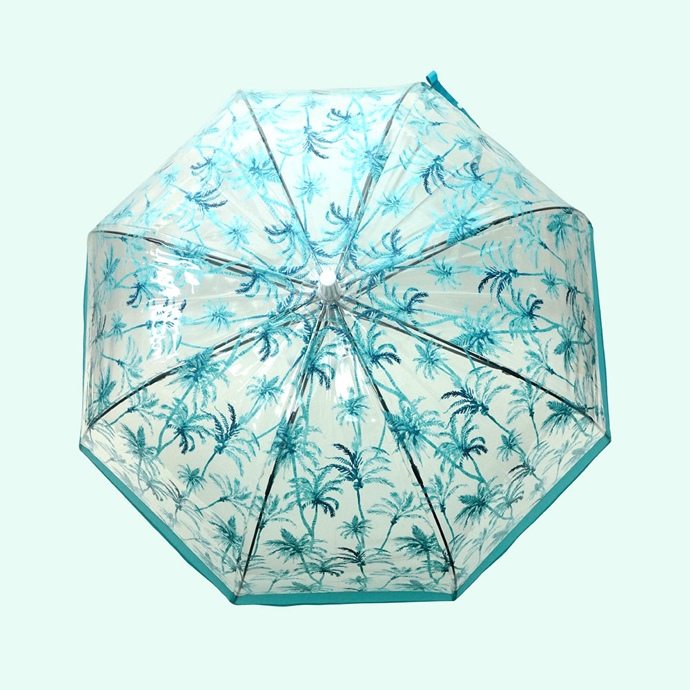 Self Print Turquoise Transparent Umbrella for Kids and Teens, 8yrs - 15yrs
