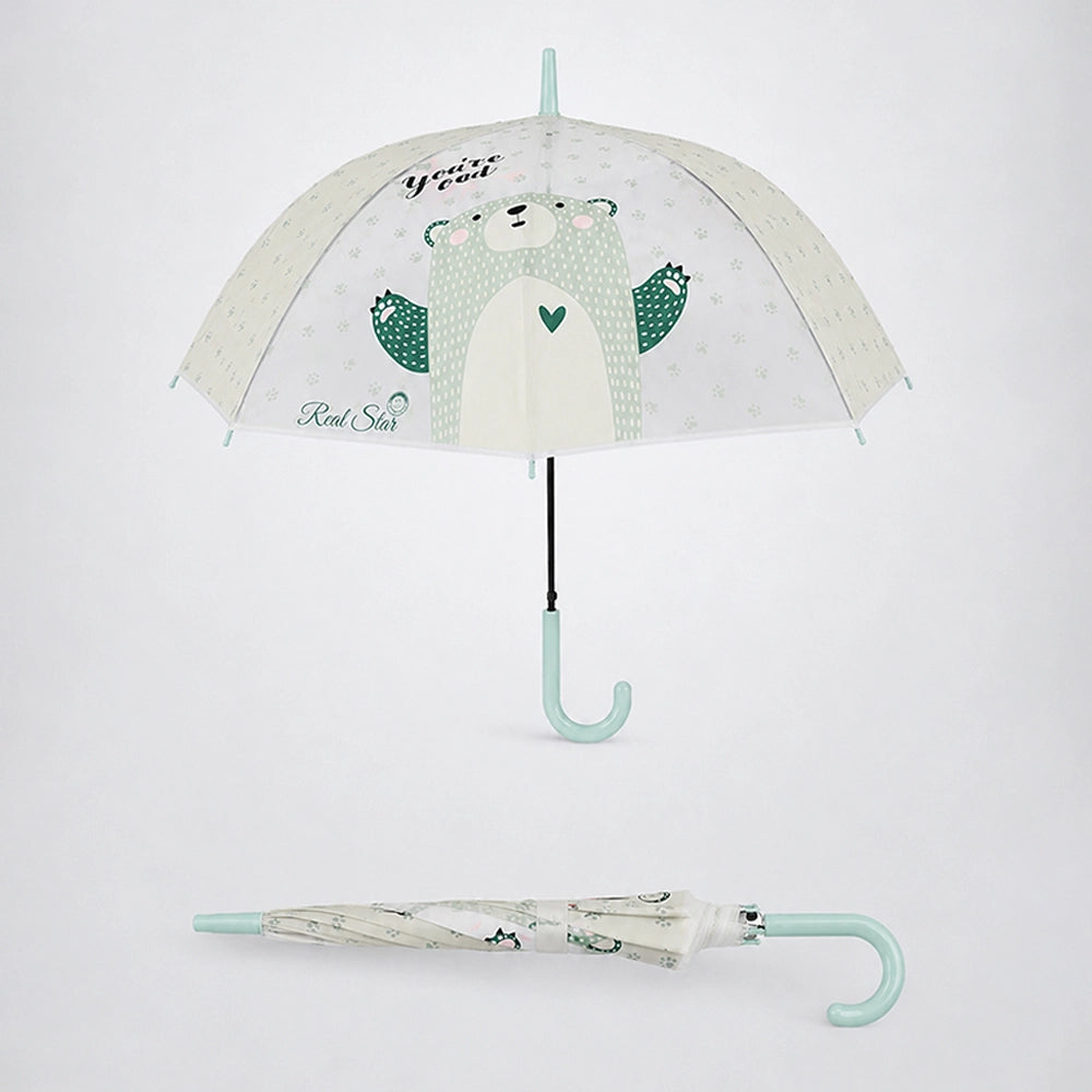 Light Green, Translucent Kelly-Jo all over teddy paws Rain and All-season Umbrella for Kids & Adults