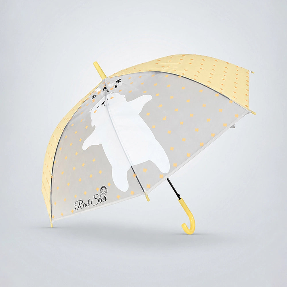 Yellow Translucent Brave Spirit Kelly Jo Teddy print, Rain and All-season Umbrella for Kids & Adults