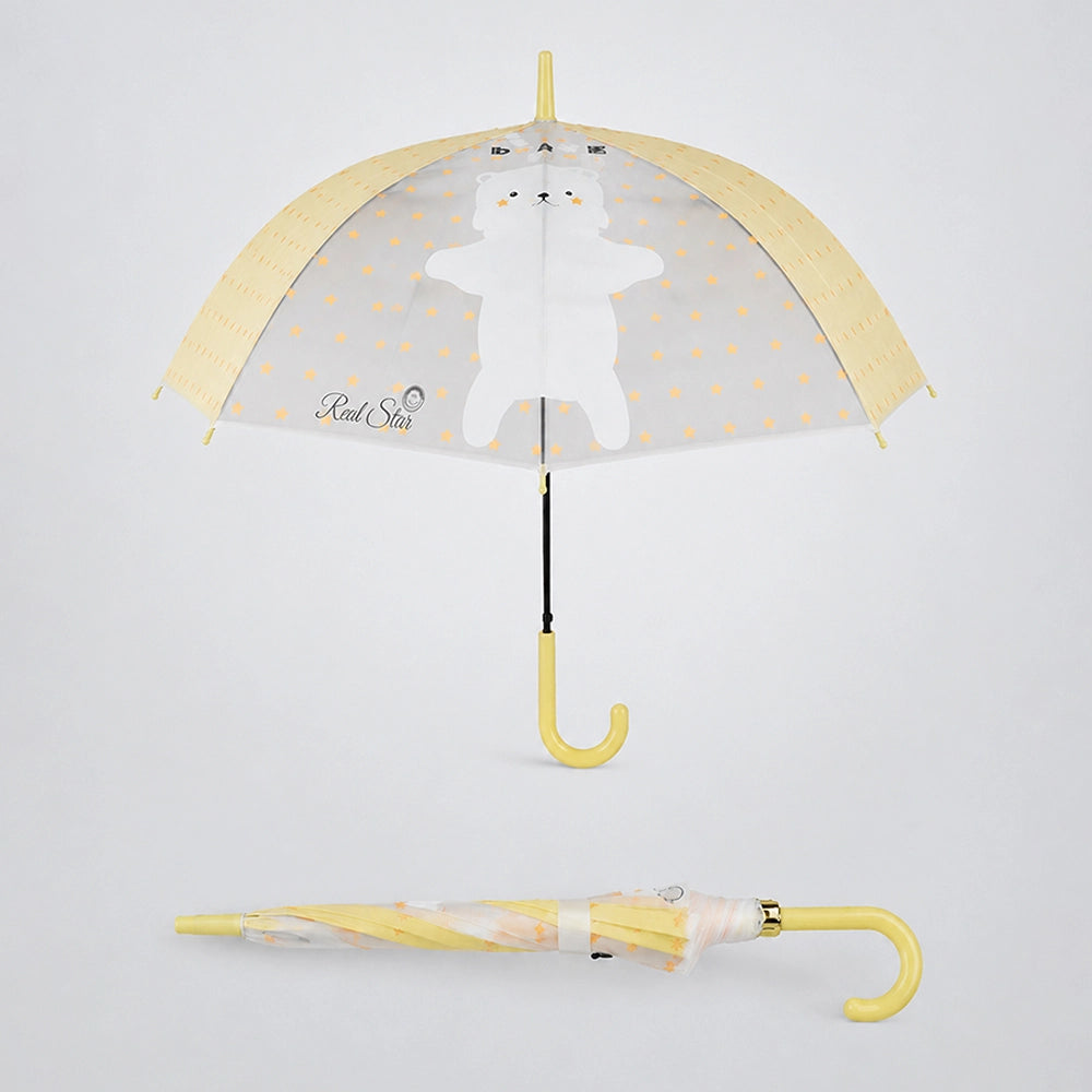 Yellow Translucent Brave Spirit Kelly Jo Teddy print, Rain and All-season Umbrella for Kids & Adults