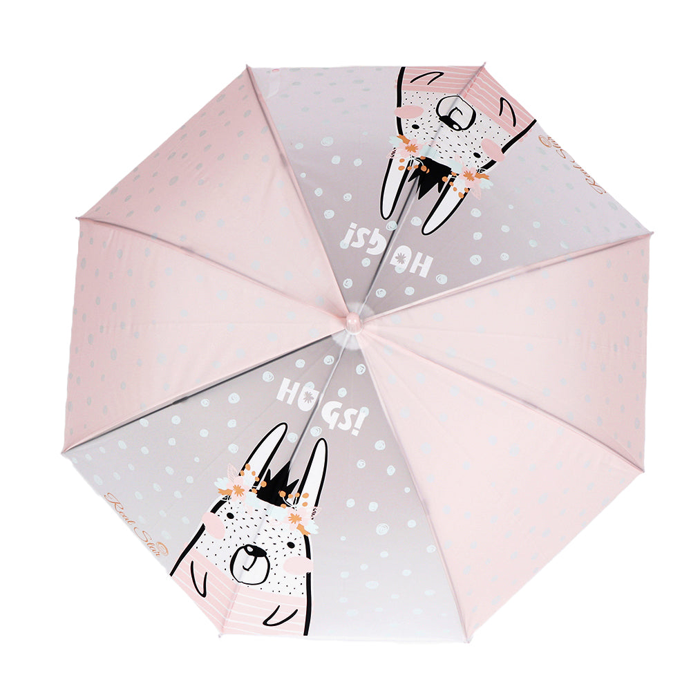 Pink Translucent Bunny Hugs, Rain and All-season Umbrella for Kids & Adults