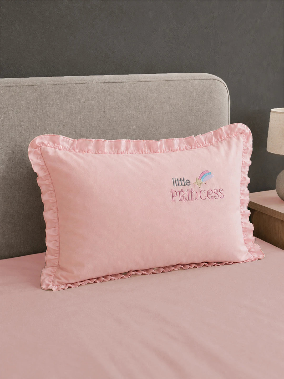 4 pcs Unicorn & Princess Luxe Embroidered collection of Single bed comforter, 1 flat bedsheet, 2 pillow covers entire Bedding Set for Single Size Bed.