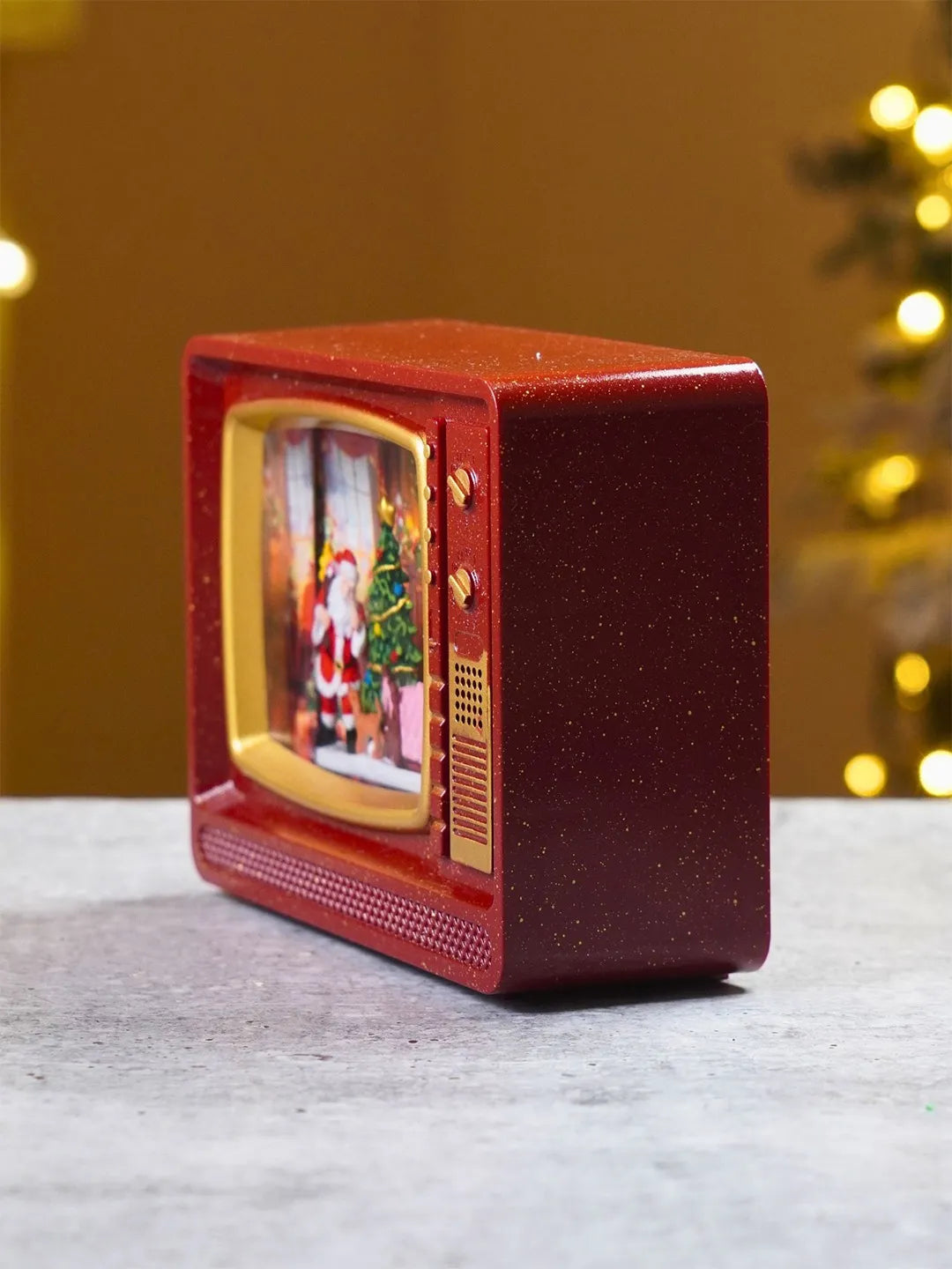 Santa Vintage TV, with Musical Glitter Water and Lights, Christmas Home Décor