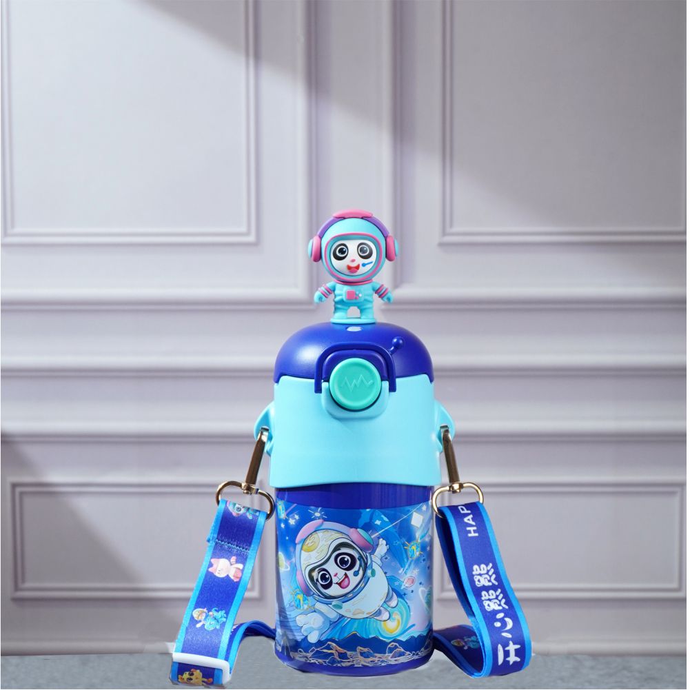 Blue 3D Astronaut Toy Lid Kids Stainless Steel Water Bottle,500ml