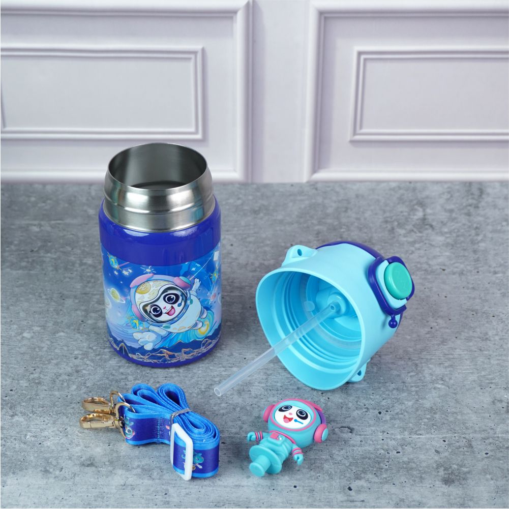 Blue 3D Astronaut Toy Lid Kids Stainless Steel Water Bottle,500ml