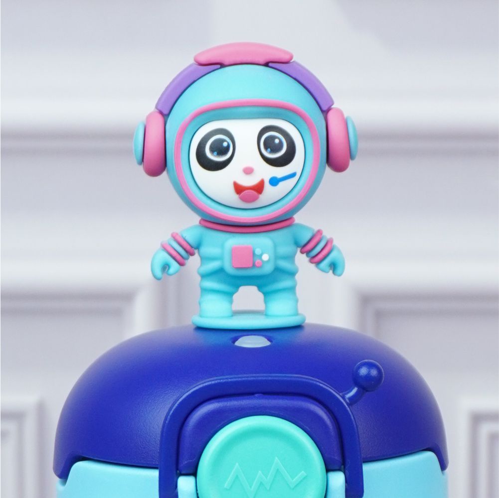Blue 3D Astronaut Toy Lid Kids Stainless Steel Water Bottle,500ml