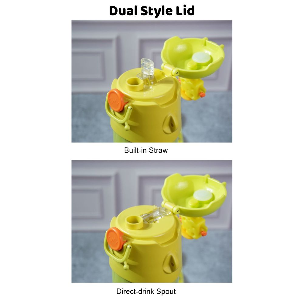 Yellow 3D Cheese Toy Lid Kids Stainless Steel Water Bottle,500ml