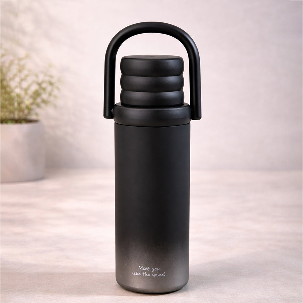 Black 3Stripes Lid Series,  Stainless Steel Kids Water Bottle , 500ml