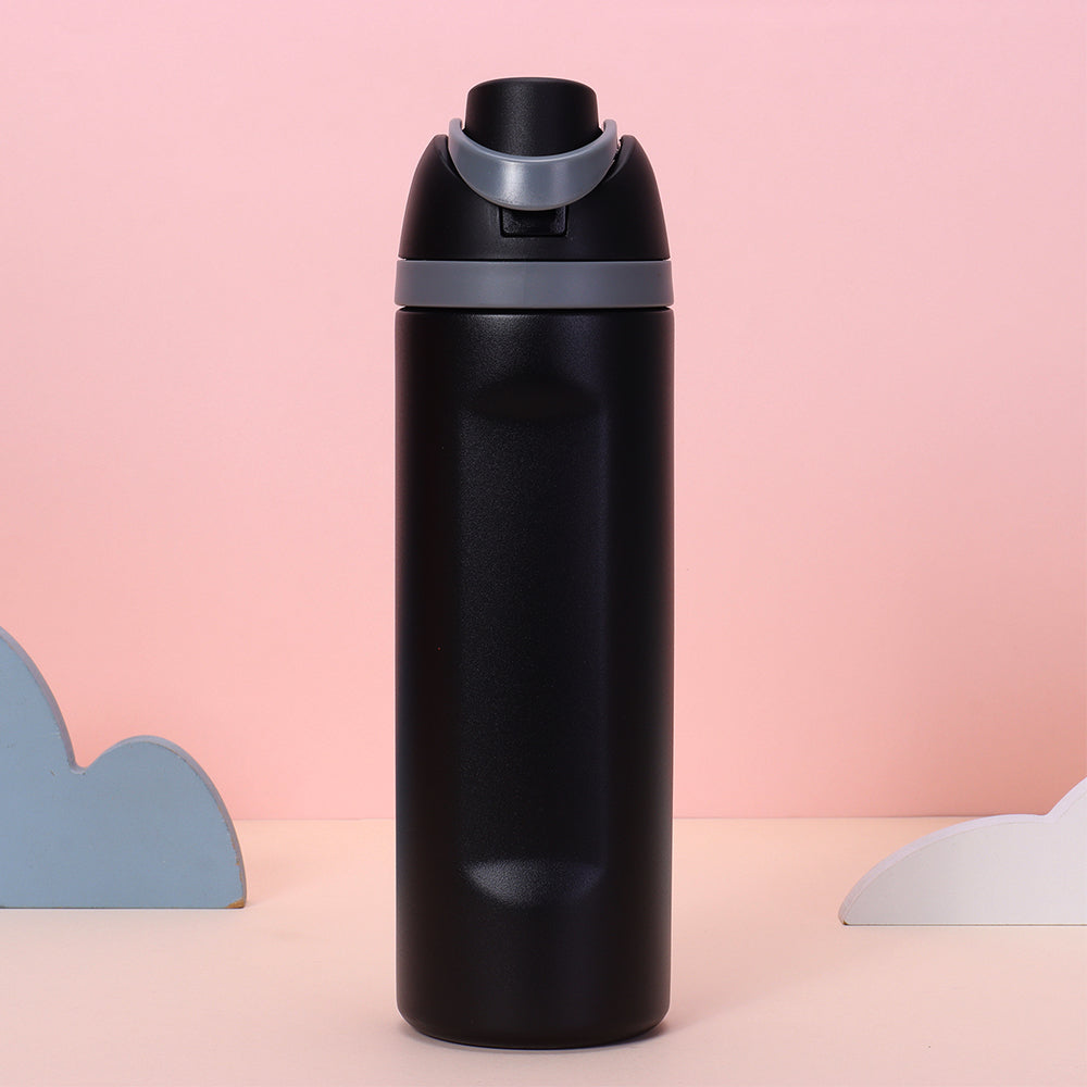 Black Flip Lid styled  Premium Stainless steel Double Wall Bottle for Office, Gym and School, 750ML