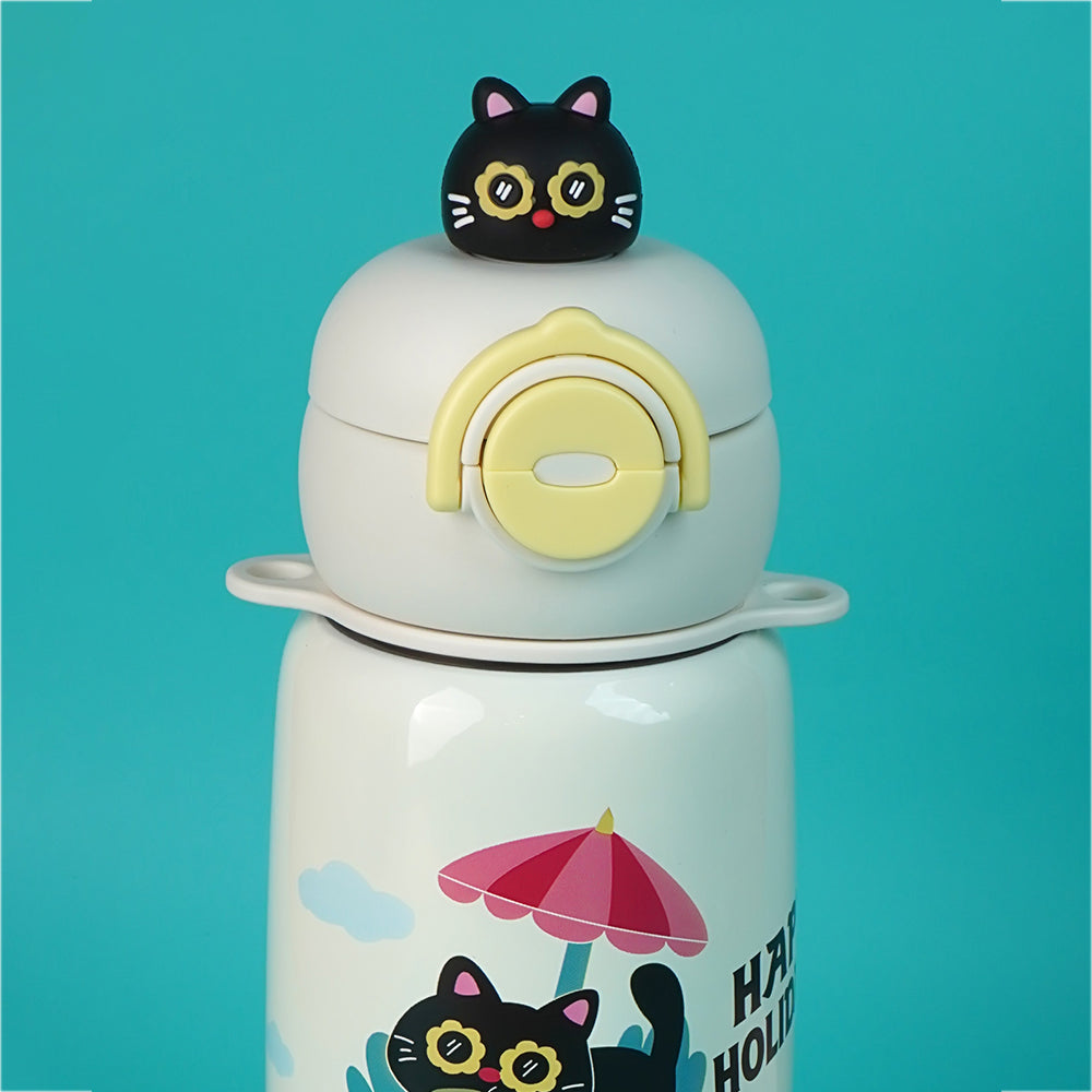 Black Cat Bottomlid Series,  Stainless Steel Kids Water Bottle , 480ml