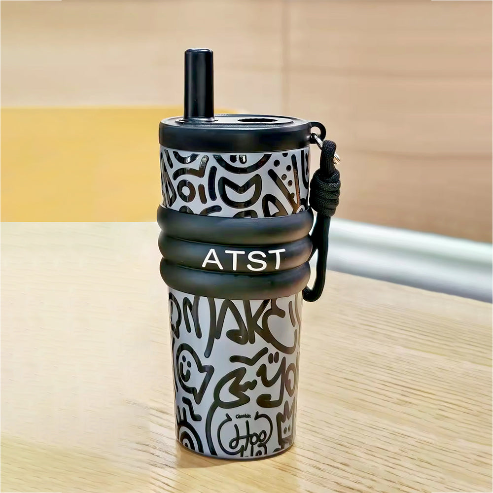 Black Doodle Fluroscent series Stainless Steel Tumbler and water Bottle for Kids and Adults,550ml