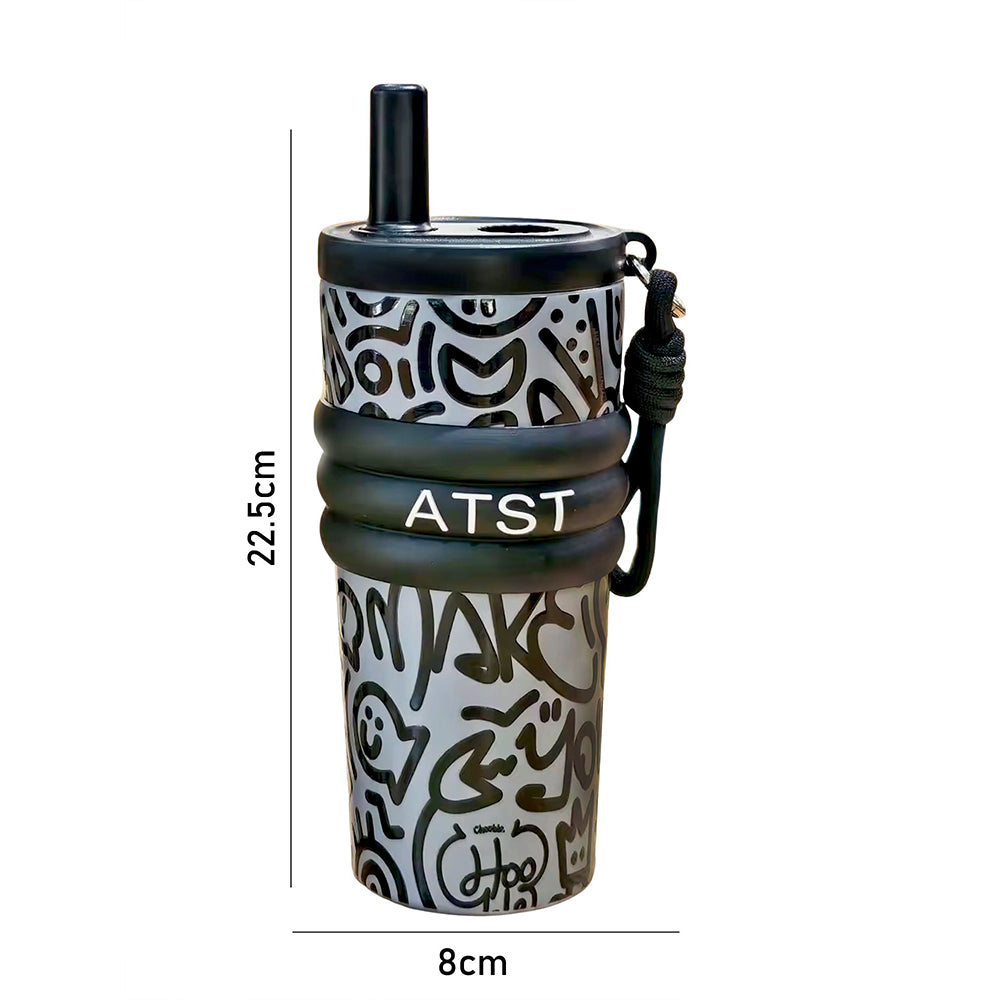 Black Doodle Fluroscent series Stainless Steel Tumbler and water Bottle for Kids and Adults,550ml