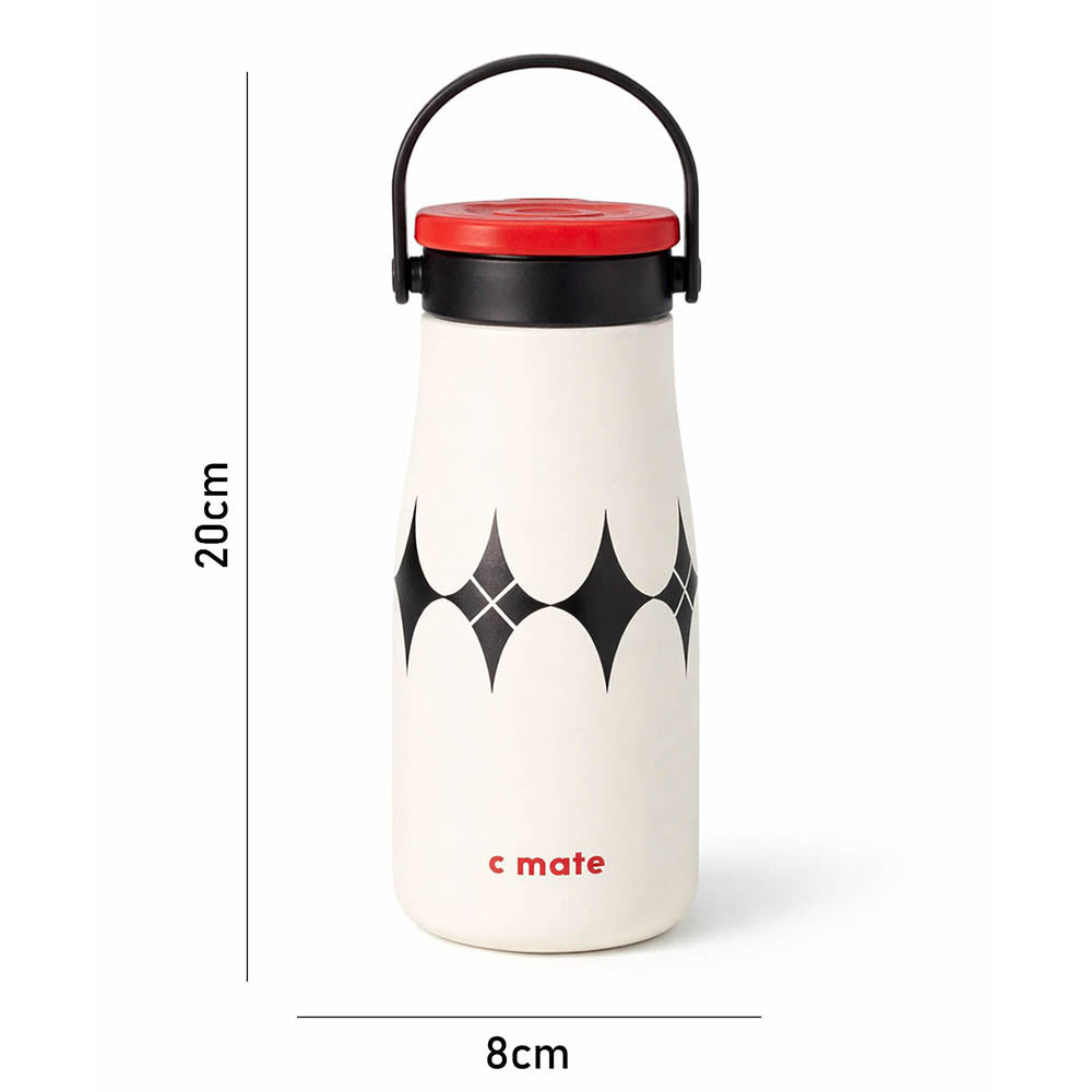 Black & white diamond Moo series insulated thermos Bottle with detachable filter for Kids and Adults, 600ml