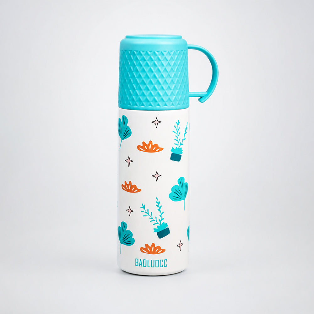 Blue Checks Cup Lid Design, Sleek Stainless Steel Thermos & Water Bottle for Kids, 350ml