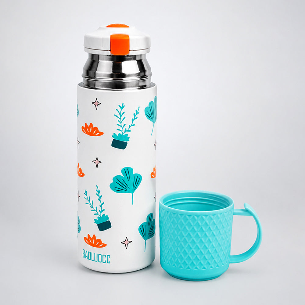 Blue Checks Cup Lid Design, Sleek Stainless Steel Thermos & Water Bottle for Kids, 350ml