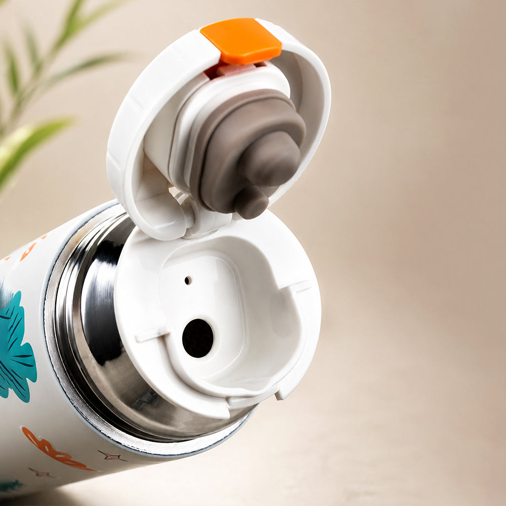 Blue Checks Cup Lid Design, Sleek Stainless Steel Thermos & Water Bottle for Kids, 350ml