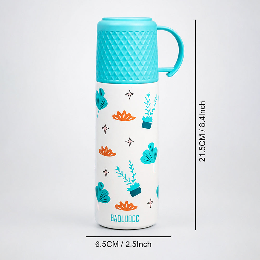 Blue Checks Cup Lid Design, Sleek Stainless Steel Thermos & Water Bottle for Kids, 350ml