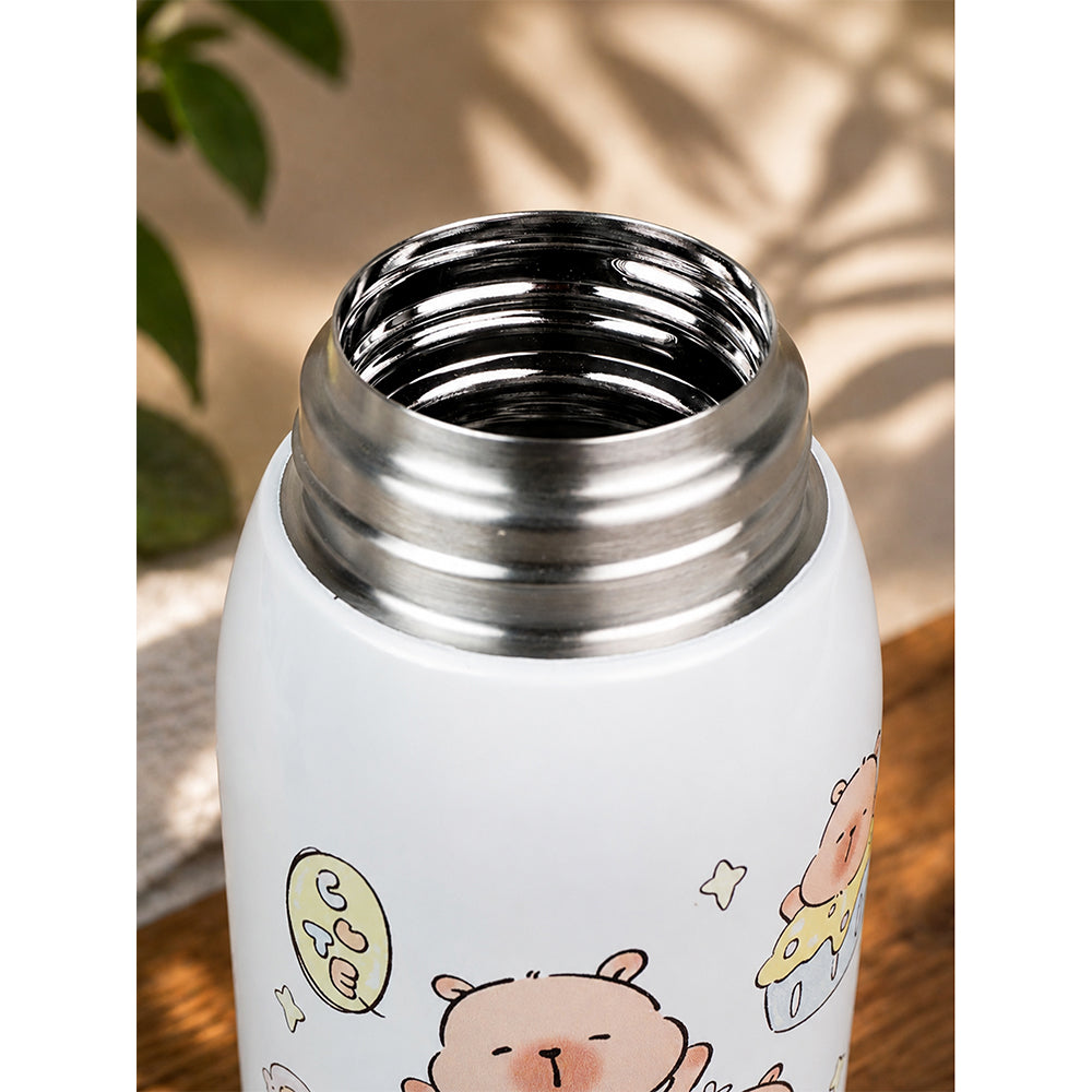 Blue Lid, B'day Capybara Series, Stainless Steel Water Bottle for Kids, 600ml