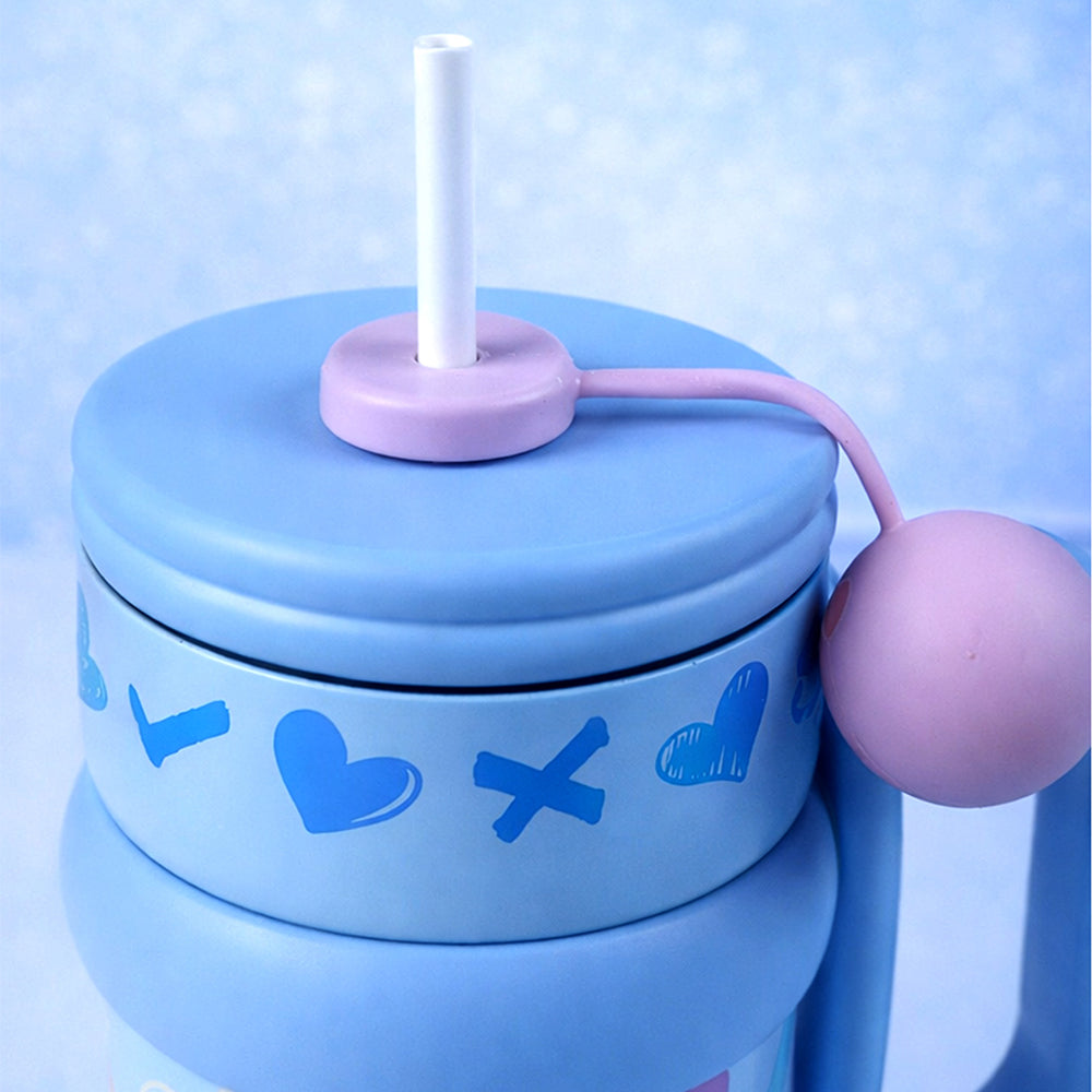 Blue Pastel XOXO series, Stainless Steel Tumbler and Water Bottle for Kids & Adults, 540ml