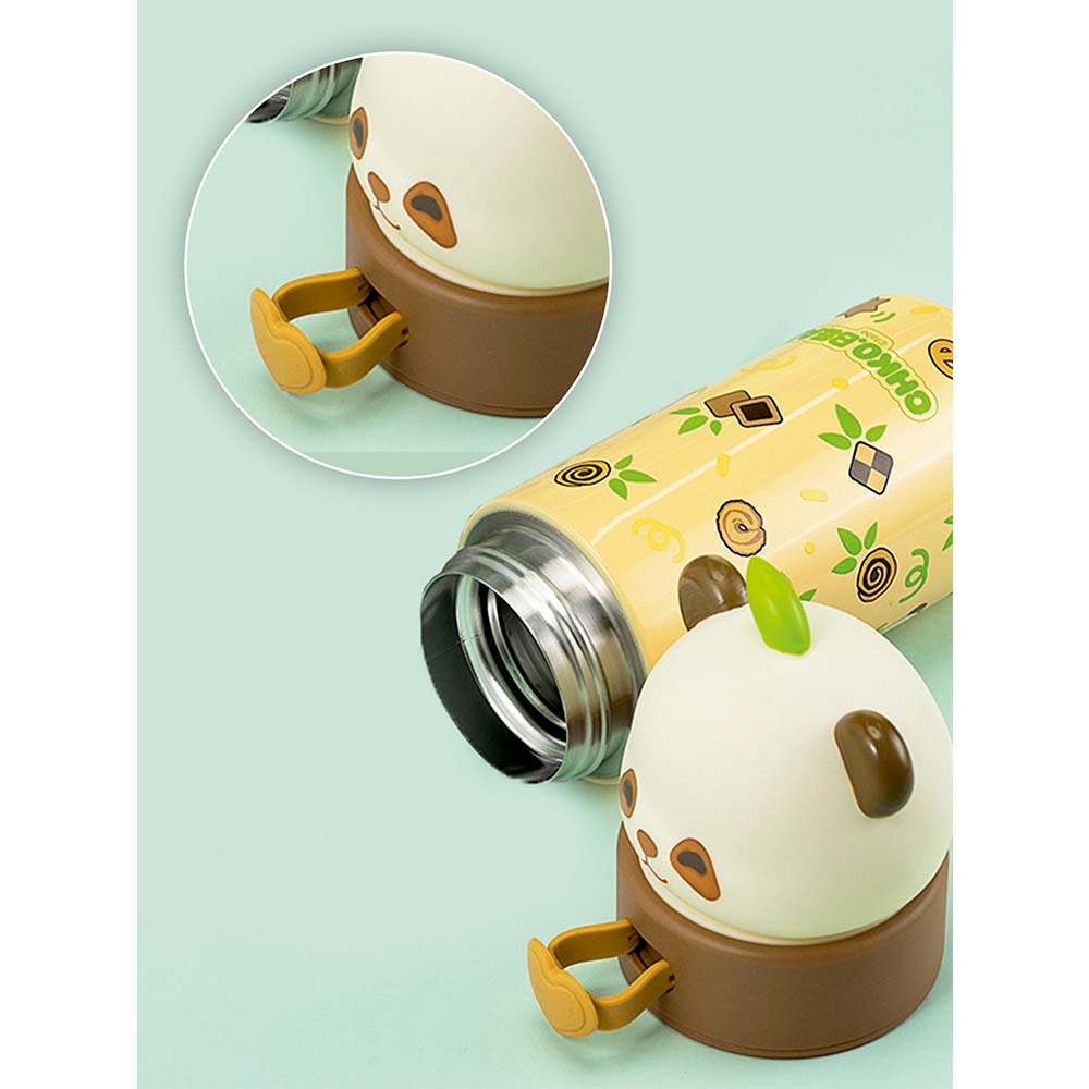 Brown Panda Head Stainless Steel Thermos Water Bottle, 350 ml