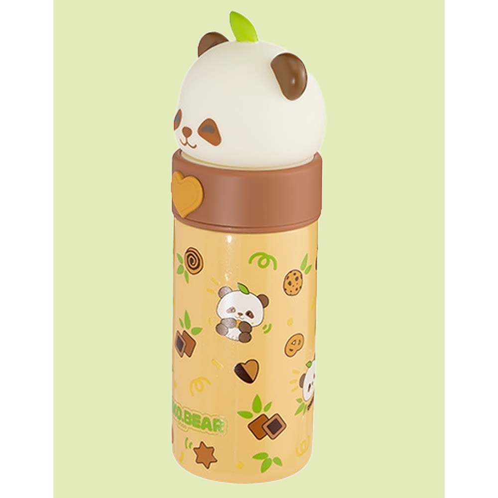 Brown Panda Head Stainless Steel Thermos Water Bottle, 350 ml