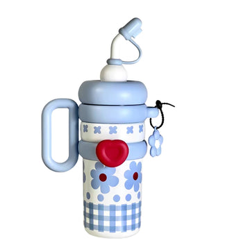 Bubble Blue Flower Stainless Steel Water Tumbler bottle for Kids & Adults , 1000ml