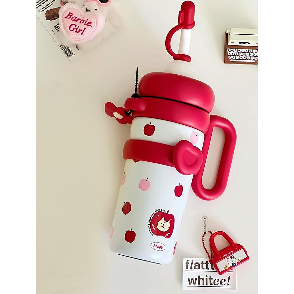 Bubble Red Apple Stainless Steel Water Tumbler bottle for Kids & Adults , 1000ml