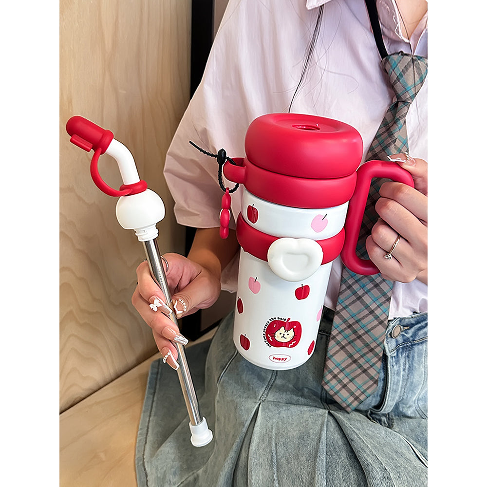 Bubble Red Apple Stainless Steel Water Tumbler bottle for Kids & Adults , 1000ml