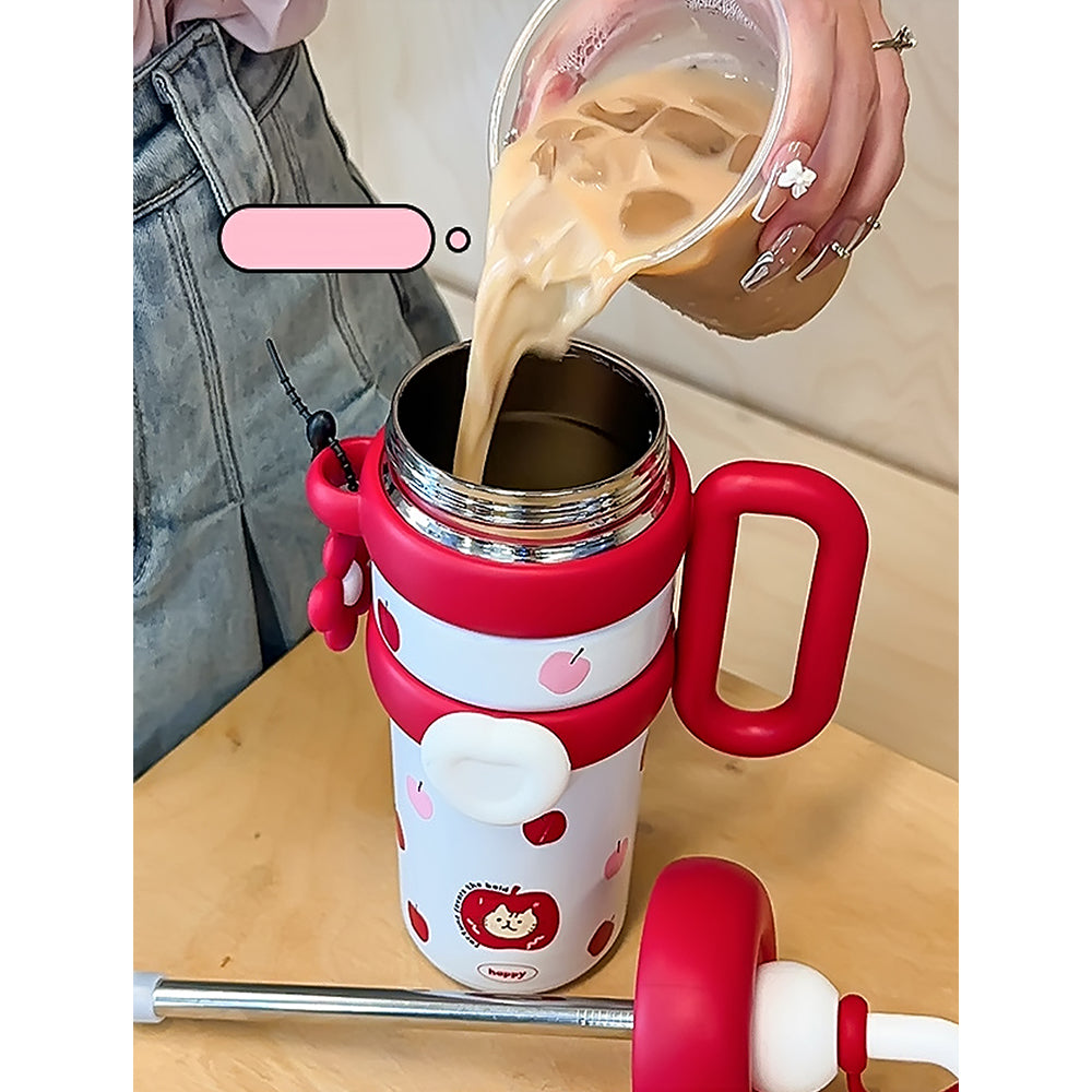 Bubble Red Apple Stainless Steel Water Tumbler bottle for Kids & Adults , 1000ml