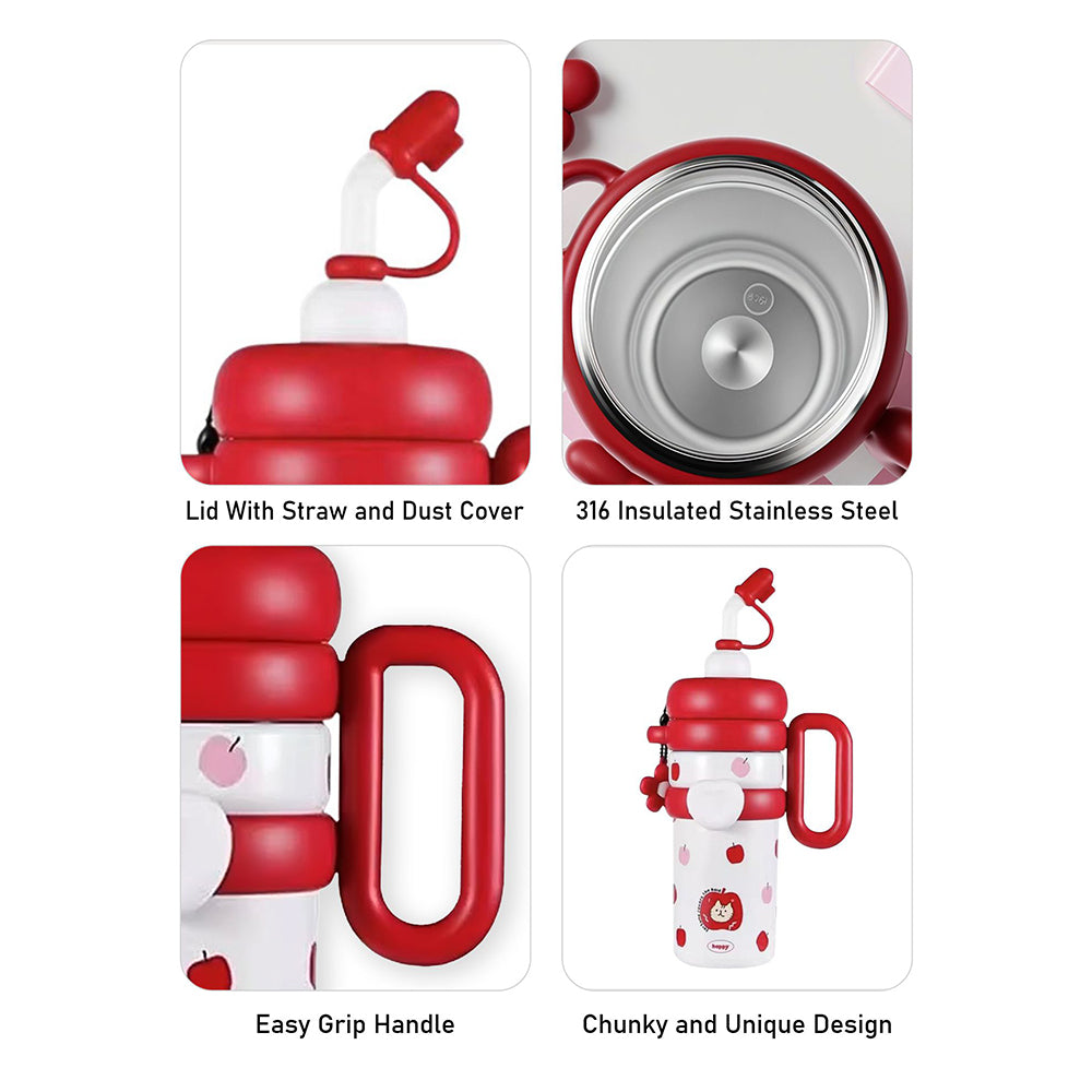 Bubble Red Apple Stainless Steel Water Tumbler bottle for Kids & Adults , 1000ml