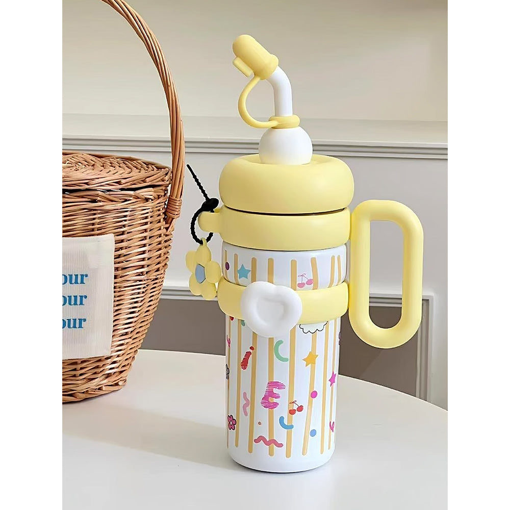 Bubble Yellow Alphabets Stainless Steel Water Tumbler bottle for Kids & Adults , 1000ml