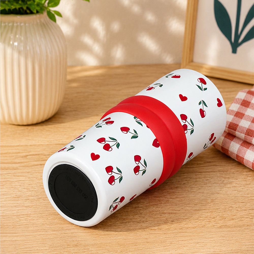 Red Cherry Hearts, Good Time Series, Stainless Steel Tumbler and Water Bottle for Kids & Adults, 710ml