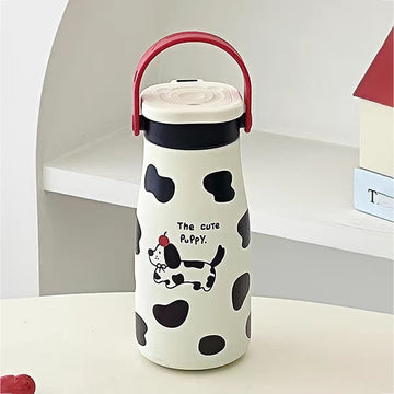 Cow Print Moo series insulated thermos Bottle with detachable filter for Kids and Adults, 600ml