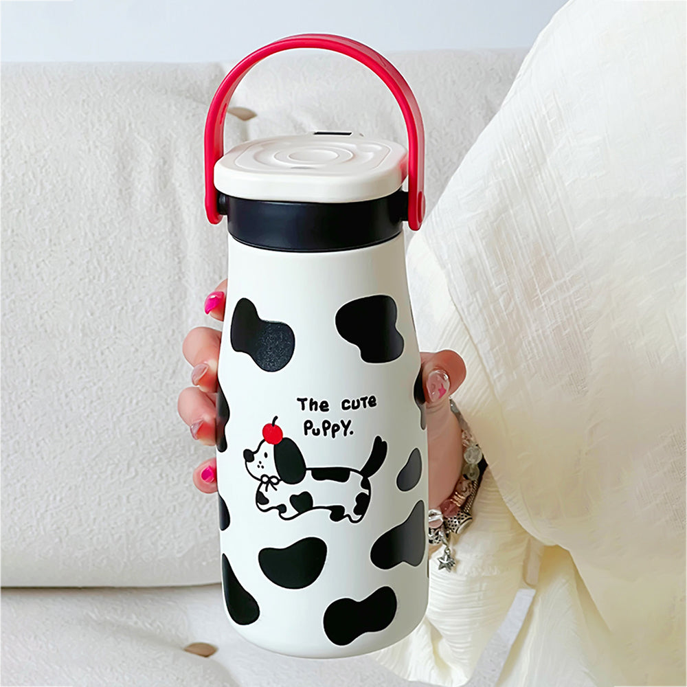 Cow Print Moo series insulated thermos Bottle with detachable filter for Kids and Adults, 600ml
